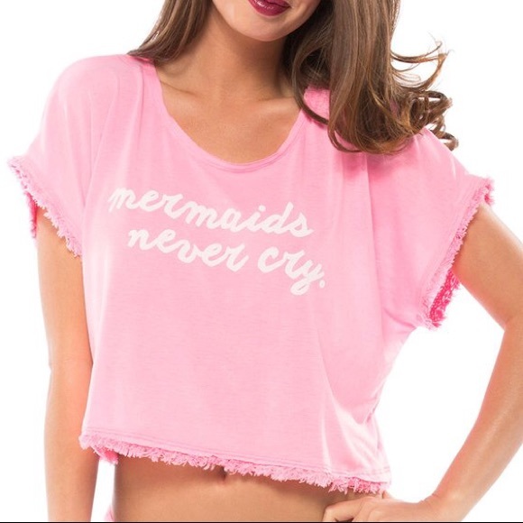 Wildfox Tops - WildFox Swim Mermaids Never Cry Crop Top